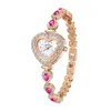 Wristwatches Heart Shaped Copper Chain With Diamond Inlaid Valentine's Day Gift Women's Waterproof Watch