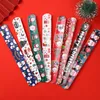 Christmas Slap Bracelets Santa Claus Snowman Elk Tree Printed Colorful PVC Wristband Kids Gifts Xmas Party Supplies