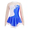 Tanzkleidung Figur Skating Kleid Kinder Mädchen Langarm Langarm Strass und Patchwork Ballett Gymnastik Lotard Tanzkleid für Tanzwettbewerb 230920