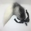 40cm 16 - Real Genuine Cross Fox Fur Tail Plug W Silk Metal Stainless Butt Toy Plug Insert Anal Sexy Stopper231T