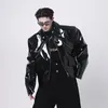 Men's Jackets Spring And Autumn Cool Loose Short Black Reflective Patent Artificial Leather Jacket Zipper Luxury Designer Clothing