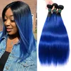 Hårbulkar 1 PC ombre Color Straight Bundle Pre Colored 1B turkosa Blue Purple Human Weave Dark Roots Blonde Bourgogne 230920