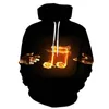 Herrtröjor Spring Autumn Note 3D Printe Hoodie Sweatshirt Men Music Hooded Long Sleeved Jacket Trendy Hip Hop Overdimensionerade kläder