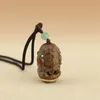 Pendant Necklaces Green Sandalwood Apple Shape Jar/urn/bottle Can Be Opened Necklace