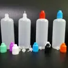 Bottiglie da 120 ml PE Contagocce vuoto LDPE morbido traslucido Bottiglie di plastica da 120 ml con punte lunghe e sottili Tappi a prova di bambino per bottiglia di imballaggio di olio liquido succhi di vapore