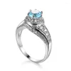 Klusterringar 2109 Kvinnor Silverfärg Ring Trendy Star Prong Seting Natural 0.3CT Blue Cz Crystal Wedding Fine Jewelry Party Gift