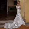 Luxueux 3D fleur dentelle sirène robes de mariée Illusion corsage Corset robe de mariée pour mariée enlever manches robe de mariée