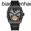 Часы Richardmill Richar Millesrs Same Carbon Fiber Мужские полностью автоматические механические червоточины с полым водонепроницаемым маховиком Zebra Silver Sh