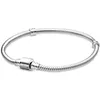 Bracelets de charme 100% en argent sterling Moments Pave Signature Barrel Ball Fermoir Serpent Chaîne Bracelet Fit Charme De Mode À La Mode DIY bijoux 230921