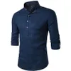 Sólido casual linho camisas masculinas de manga longa camisas de algodão camisa masculina plus size fino ajuste homme288e
