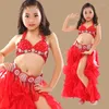 STAGE WEAR TOPA BRAY BARN BELLY DANCE KLÄDER 3-Stycke Oriental Outfit BRA BHEBLE kjol Girls Costum Professional Set