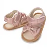 Primeiros caminhantes sapatos de bebê sandálias infantis couro borracha plana antiderrapante macio-sola criança menina menino berço tamanho 0-18 meses