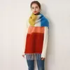 Scarve's Winter Modetrend Casual Japaner Kontrast gestreiftes Seahorse Haarschal Nachahmung Kaschmir dicker Quasten 230921