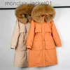 Women's Down Parkas Janveny Large Natural Raccoon Fur Hooded Long Coat Coat Winder 90％Duck Down Parkas女性の厚さSash Tie UpジャケットJ230921