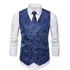 Gilet da uomo 2023 di lusso monospalla doppiopetto business gilet casual stampa floreale festa di nozze top senza maniche