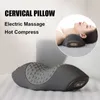 Massage Cervical Pillowws Masseur Électrique Oreiller Cervical Compresse Vibration Massage Traction Relax Dormir Mousse À Mémoire Garde Gris 230920