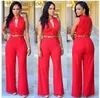 Kvinnors jumpsuits Rompers S-2XL Prussolid Casual Sexig ärmhet Jumpsuits 2022 Ny ankomst Kvinnor Summer Fashion Slim Elegant Long Rompers Female XXL L230921