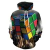 Męskie bluzy z kapturem 3d geometria z kapturem Mężczyzn Cube Anime Hooded Casual Print Mens Ubranie Zabawne jesień