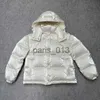 Homens para baixo parkas perolado curto com capuz mulheres jaqueta braço distintivo puffer jaqueta inverno casaco quente tamanho 0--2 x0921