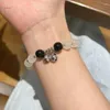 Strand N1HE Vintage Double Layer Love Heart Bracelet Black White Beads Bangle Adjsutable Wrist Chain Unique Women's Jewelry Pieces