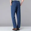 Jeans da uomo Solido Cintura elastica con coulisse Pantaloni in denim a maniche dritte Medio e vecchio 230921