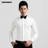 Men's Dress Shirts AIMENWANT 2023 Tuxedo Mens Korea Slim Fit Bow Tie Wedding Shirt White Business Frenchcuffed 230921