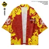 Roupas étnicas Homem Cardigan Haori Yukata Kimono e Pant Set Samurai Harajuku Estilo Chinês Vermelho Impressão Streetwear Jacket1853