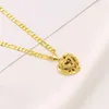 Ciondolo a cuore lavorato a maglia in oro giallo massiccio 14k GF Collana a catena a maglie Figaro italiana 24 3 mm Donna3207