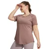 LU-1167 Women Large Size T shirt Long Buttocks Cover Thin Yoga Clothing Mesh Back Breathable Short Sleeve Tops Fitness Sportswear