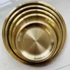 Plates 304# Stainless Steel Gold Color Single Layer Dish Plate Thickened Golden Fruit Tray