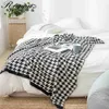 Blankets REGINA Classic Houndstooth Plaid Blankets Soft Cotton Sofa Knitted Throw Blanket Bed Single Queen King Bedspread Quilt Blankets HKD230922