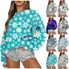 Kvinnors T -skjortor Casual Fashion Floral Print Round Neck Loose Long Sleeve Sweatshirt Hoodies Tops Sports Blus 2023