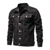 Vestes pour hommes Casual Hommes Denim Veste à la mode Slim Fit Style de revers Couleur unie pour les motocyclistes disponibles en doux