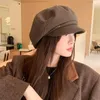 Beret Designer Autumn Winter Octagonowe czapki dla kobiet dziewczęta koreańskie vintage solid 8 paneli beret sboy cap malarz malarz hat