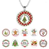 Pendentif Colliers Joyeux Noël Elk Petit Bonhomme de neige Cabochon Lien Chaîne Collier Fond Plat Accessoires YSD67