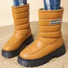 Boots Womens Shoes On Sale Sleeve Winter Plush Fleece för värme Round Toe Solid Middle Tube Platform 230921