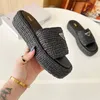 Summer Woven Flats Brand Fashion Female Round Toe Comfort Beach Holiday Slippers New Designer Open Toe Cross Strap Lazy Sandals Outdoor Vacation Shoes