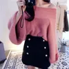 Women's Sweaters 2023 Korean Fashion Autumn Sexy Off Shoulder One Line Collar Pullover Sweater Loose Flare Sleeve Knit