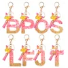 Porte-clés Mode Résine A-Z Lettre Initiale Porte-clés Pour Femmes Rose Sparkle Papillon Gland Alphabet Porte-clés Sac À Main Sacs À Main Clés De Voiture