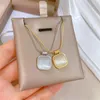 Anhänger Halsketten 2023 Edelstahl Gold Farbe Kette Quadratische Opal Halskette Mode Einfache Schmuck Für Frauen Farblose Accessoires