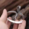 Bracelets ouverts serpent en argent pur pour femmes et hommes, cadeau d'environ 18cm, Bracelet Animal Vintage, bijoux thaïlandais SQM086 Bangle256c