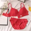 BRAS SETS BRA Panty Set Sexy Lace Panties Lingerie Femme Underwear Set Push Up Thin 3/4 Triangle Cups BRALETTE HOLLOW OUT BROSS POCHEOM Q230922