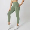 LU-1471 Women Nylon High Elastic Yoga Pants Solid Color Sports Leggings Running Fitness Pants