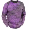 Sweat-shirt à capuche pour hommes, pull-over, bleu, violet, marron, vert, gris, col rond, carte nautique, imprimés graphiques, imprimé, quotidien, sport, vacances, 3D