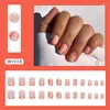 Pregos Falsos 24 pcs Fruta Bonito Prego Curto Caqui Laranja Impresso Imprensa em Patch de Manicure Cobertura Completa Dicas Acrílicas Destacáveis