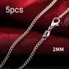 Chains Nareyo 5pcs 925 Sterling Silver Necklace 2MM Sideways Chain DIY With Clavicle 16''18''20''22''24 Wholesale