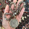 Chokers Natural Hera Silk Knutted Moonstone Statement Coin Necklace Pendant Jewelry Gift Party Collares Para Mujer Accessories 230921