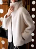 Women s Fur Faux Jackets for Women Warm Zipper Jacket Padded Double sided Fleece Turtleneck Coat Sweatshirt 230922