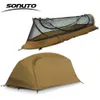 Tenten en schuilplaatsen Sonuto Outdoor Enkele persoon Lichtgewicht tent Nylon Tactische schuilplaats Marching Bed Klamboe Anti-muggen Waterdicht veld 230922