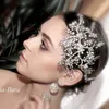 Hårklipp lyxiga pannband full glittrande borrpärlor dekorerade kvinnor band strass elegant brud bröllop smycken tillbehör